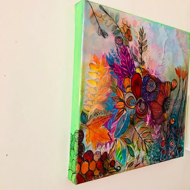 Peinture en technique mixte florale – Image 4