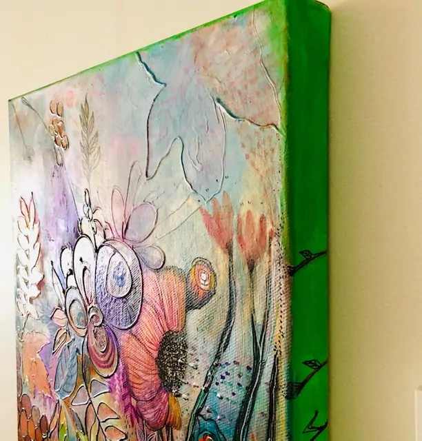 Peinture en technique mixte florale – Image 3