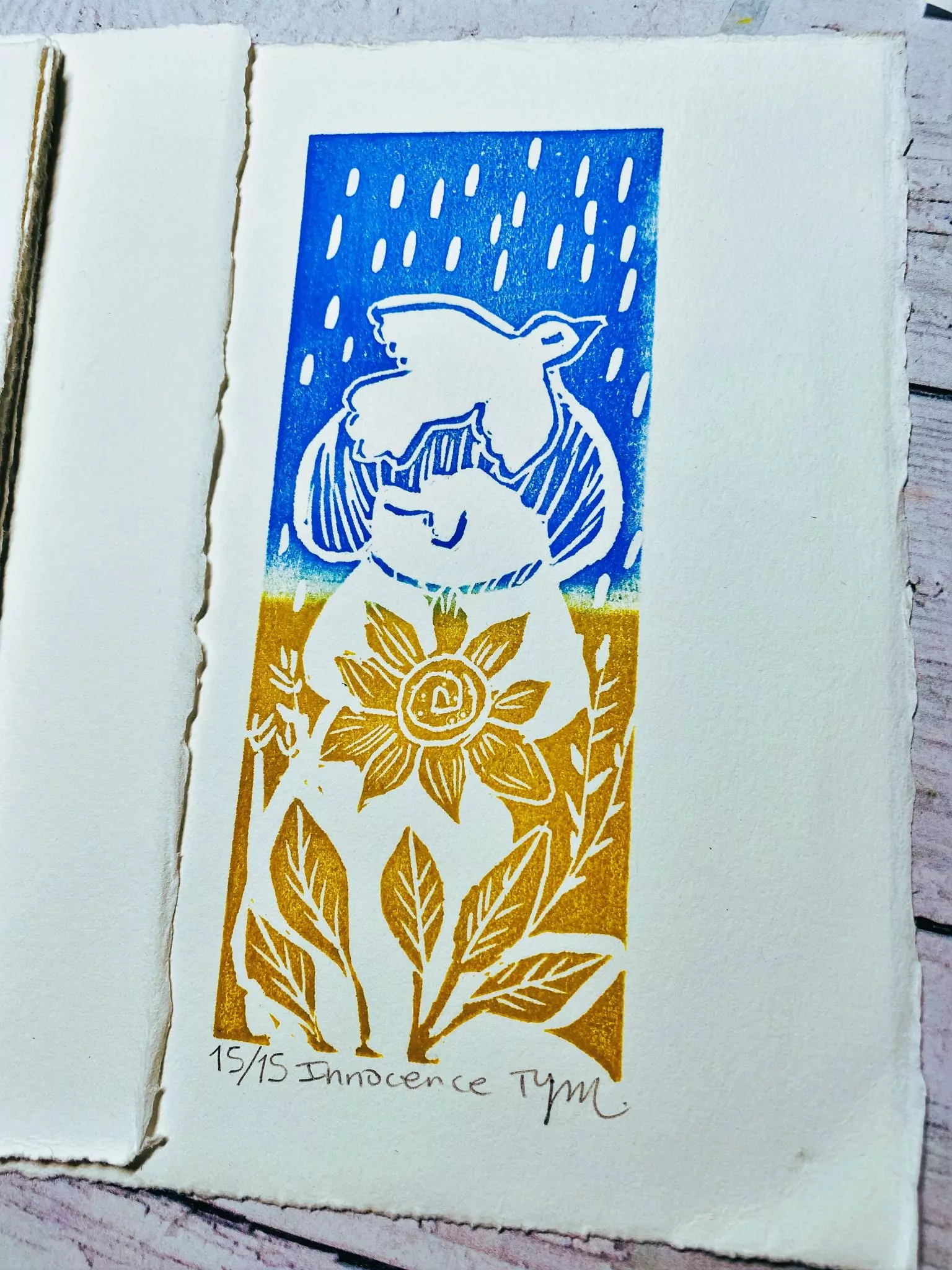 "Innocence" tirage d'art en lino gravure – Image 3