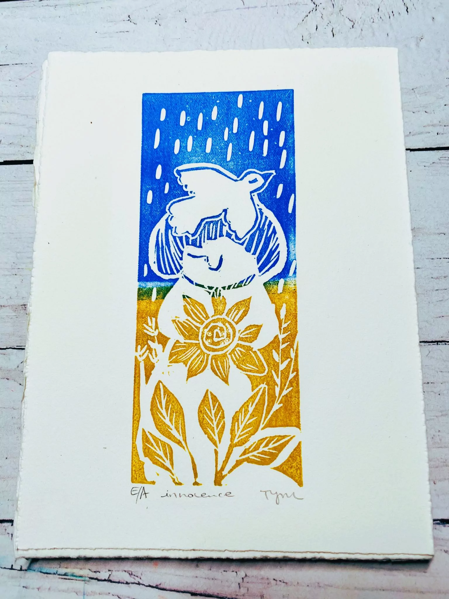"Innocence" tirage d'art en lino gravure – Image 2