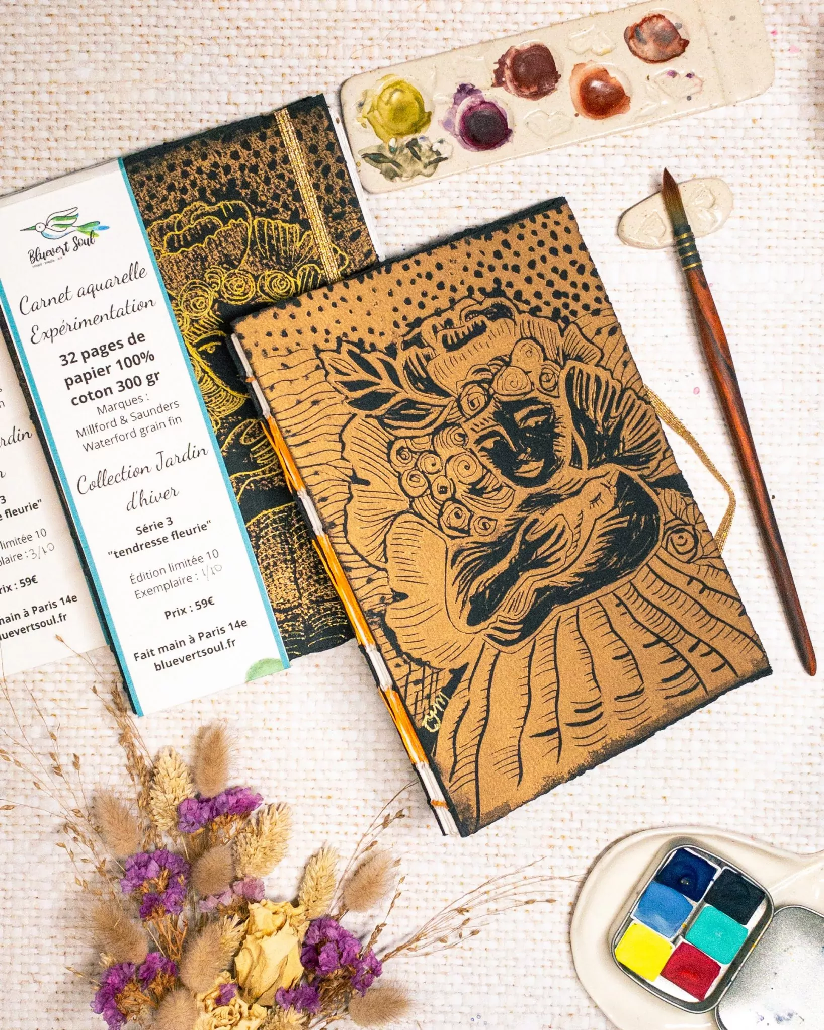 Carnet aquarelle Expérimentation, Tendresse fleurie – Image 2