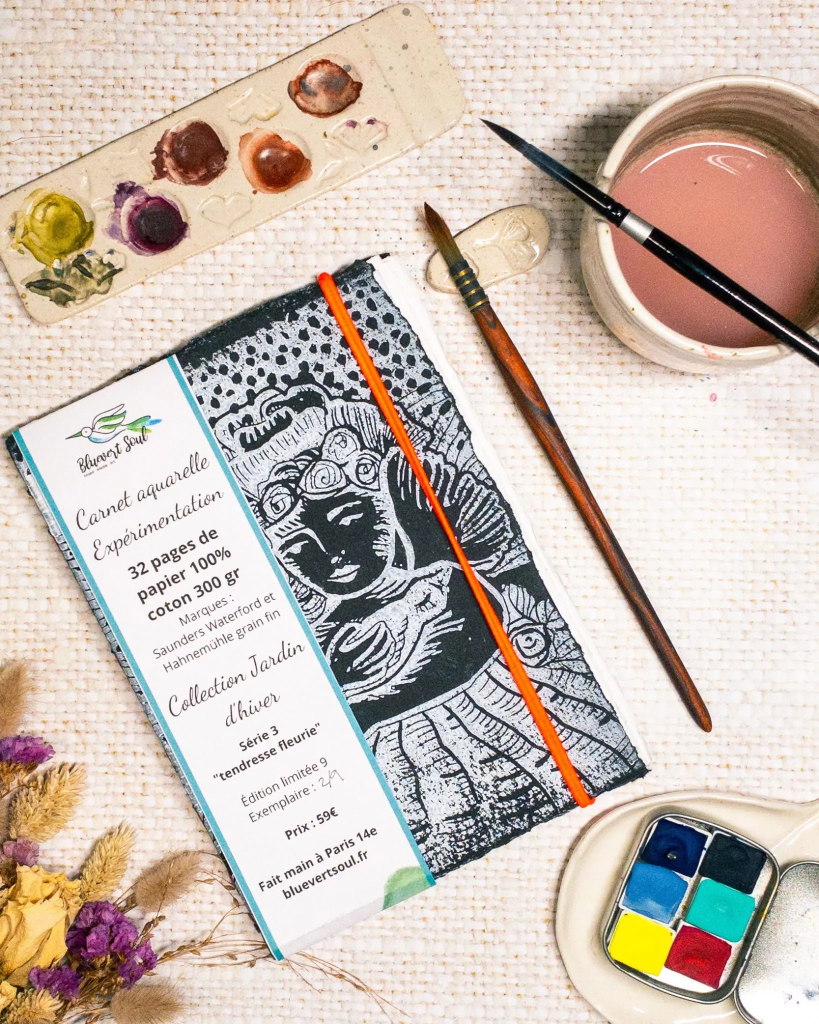 Carnet aquarelle Expérimentation, Tendresse fleurie – Image 3