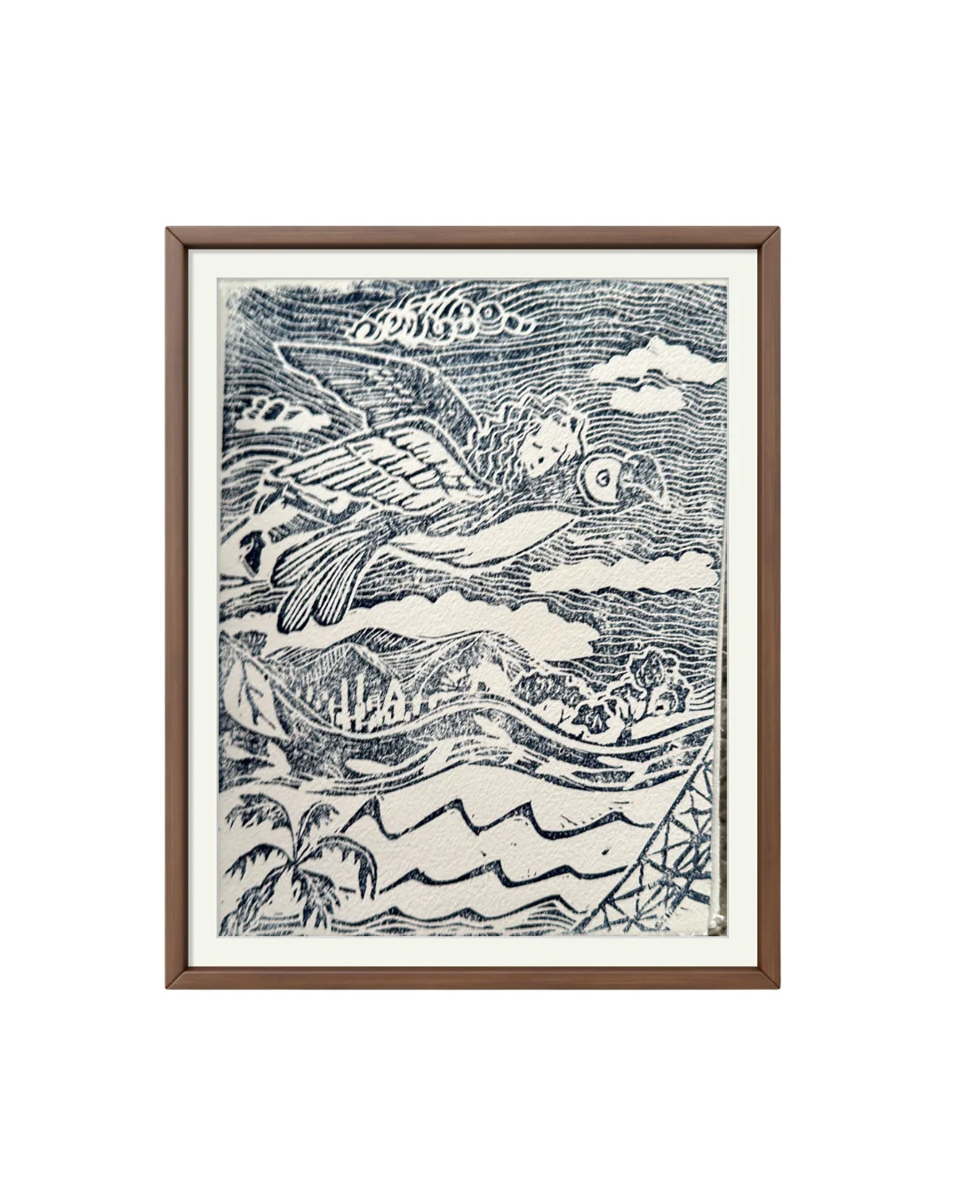 Linogravure- demenagement mythes- Tatiana Ynés Martin- Bluevert soul
