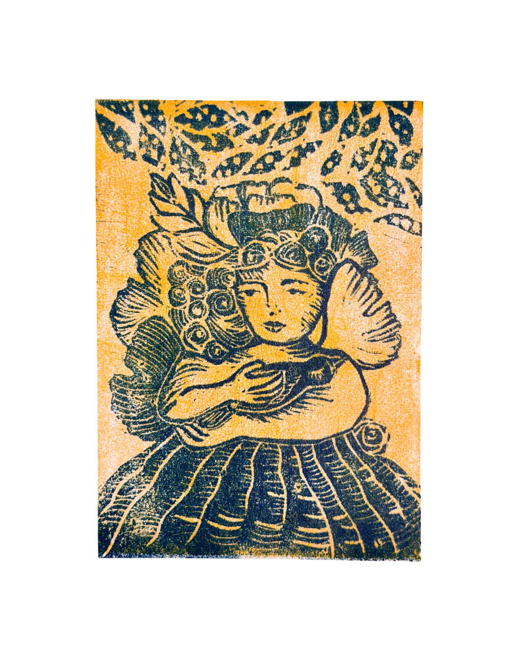 Linogravure- Guerisseuse- mythes- Tatiana Ynés Martin- Bluevert soul