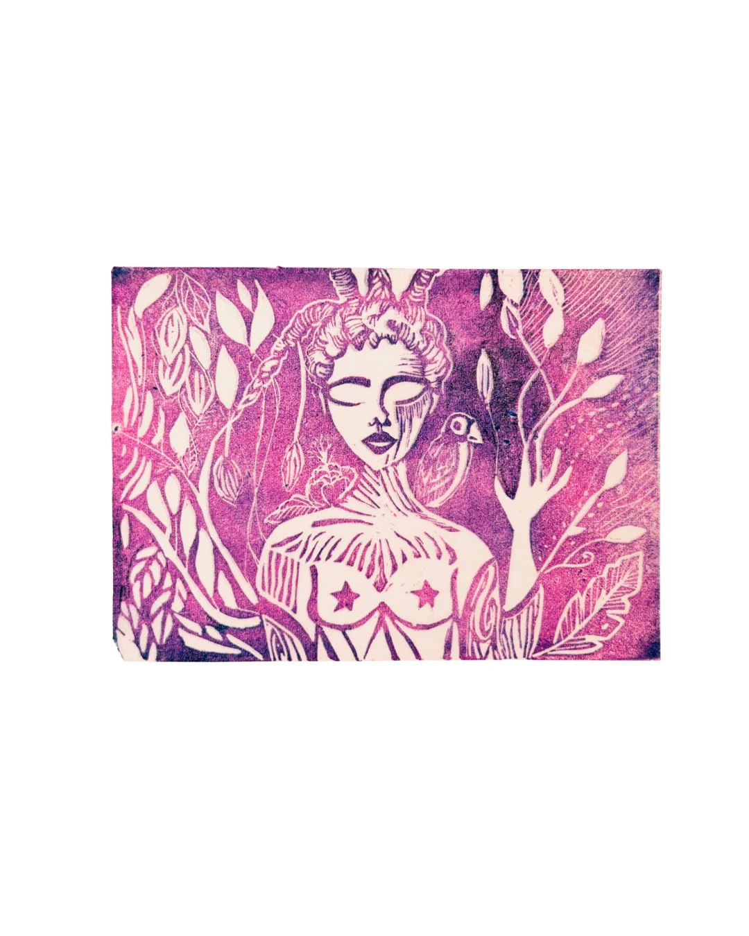 Linogravure- Gaia- mythes- Tatiana Ynés Martin- Bluevert soul