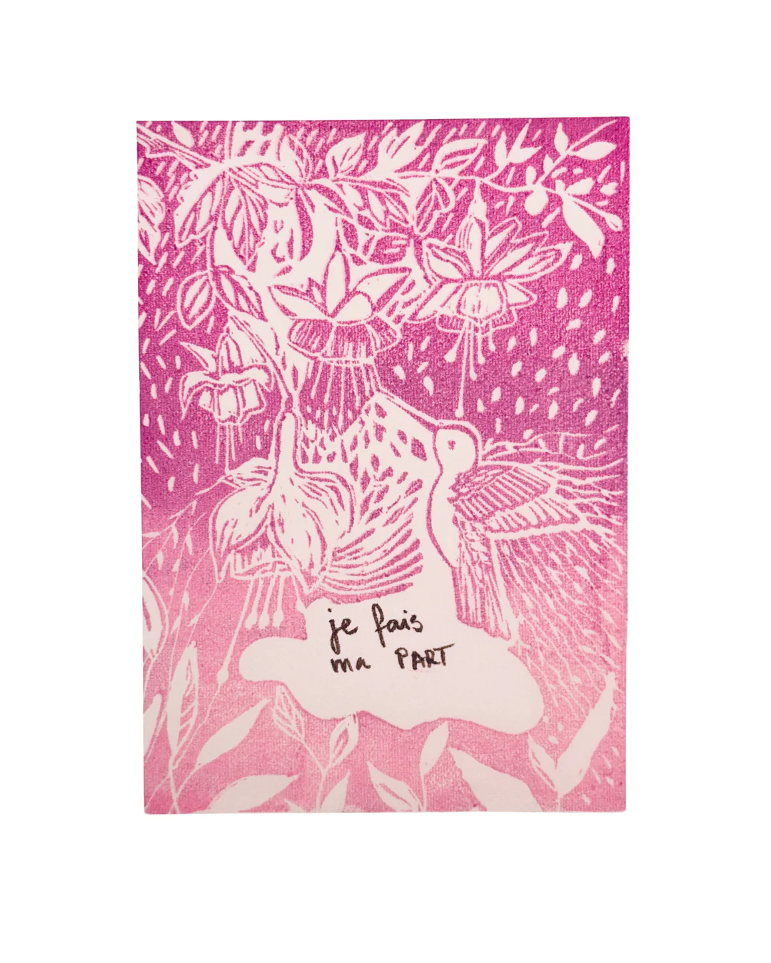 Linogravure- fable du colibri- mythes- Tatiana Ynés Martin- Bluevert soul