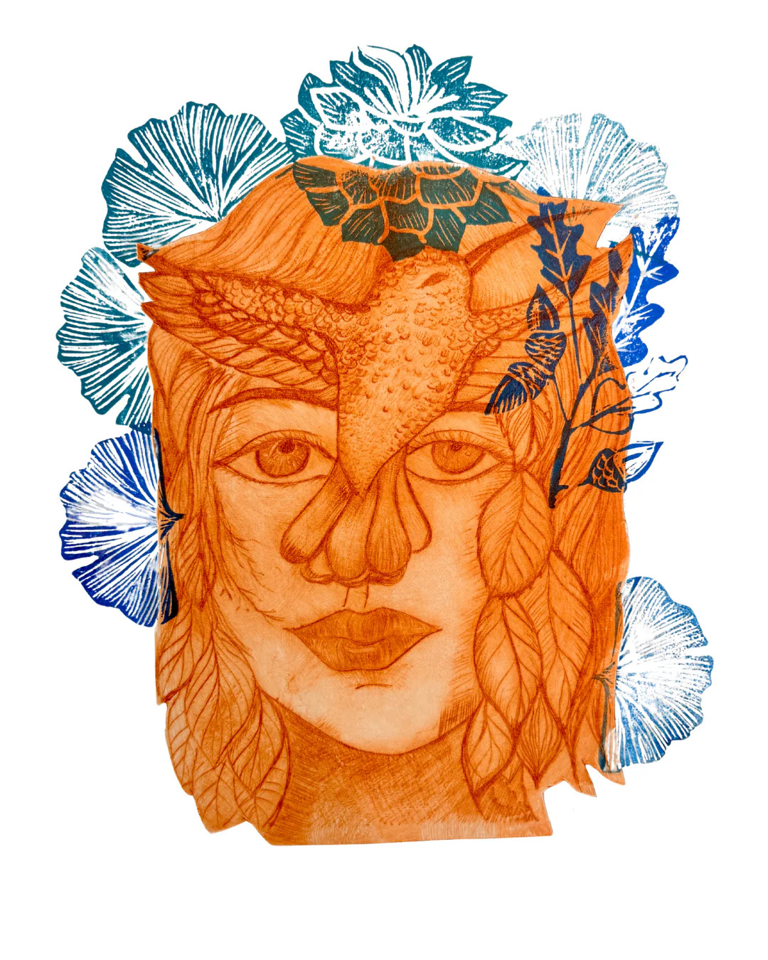 Pointe sèche sur tetra pack + aquarelle