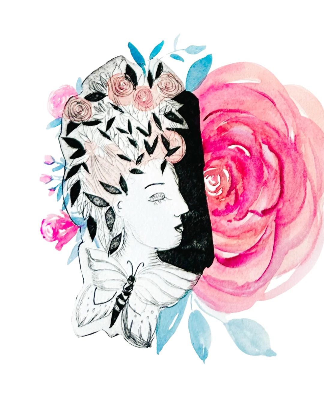 Pointe sèche sur tetra pack + aquarelle