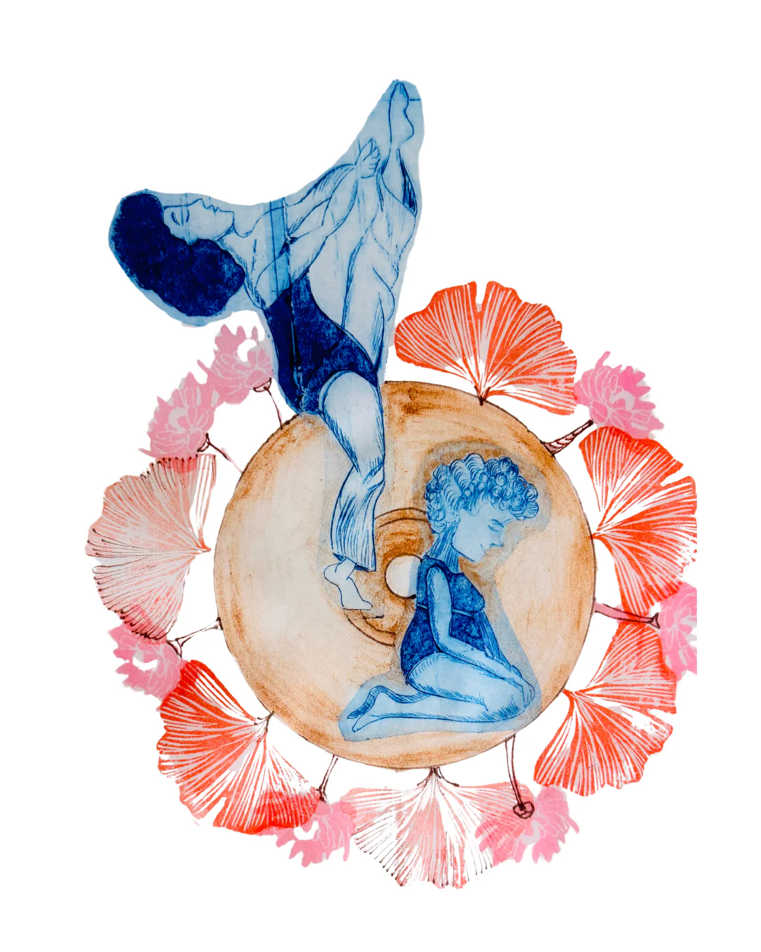 Pointe sèche sur tetra pack + aquarelle